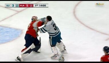 Alex Nedeljkovic, Sergei Bobrovsky engage in goalie fight during Sharks-Panthers | NBC Sports BA