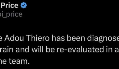 [Price] Lakers rookie Adou Thiero has been diagnosed with a right MCL sprain and will be re-evaluated in about four weeks, per the team.