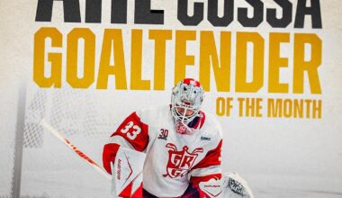 [Grand Rapids Griffins]back 2 back 👊 Sebastian Cossa is the first goalie in franchise history to receive the award twice in the same season