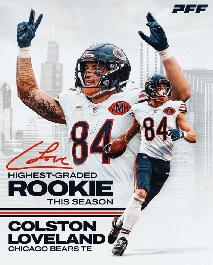 Colston Loveland Named Highest-Graded Rookie This Season