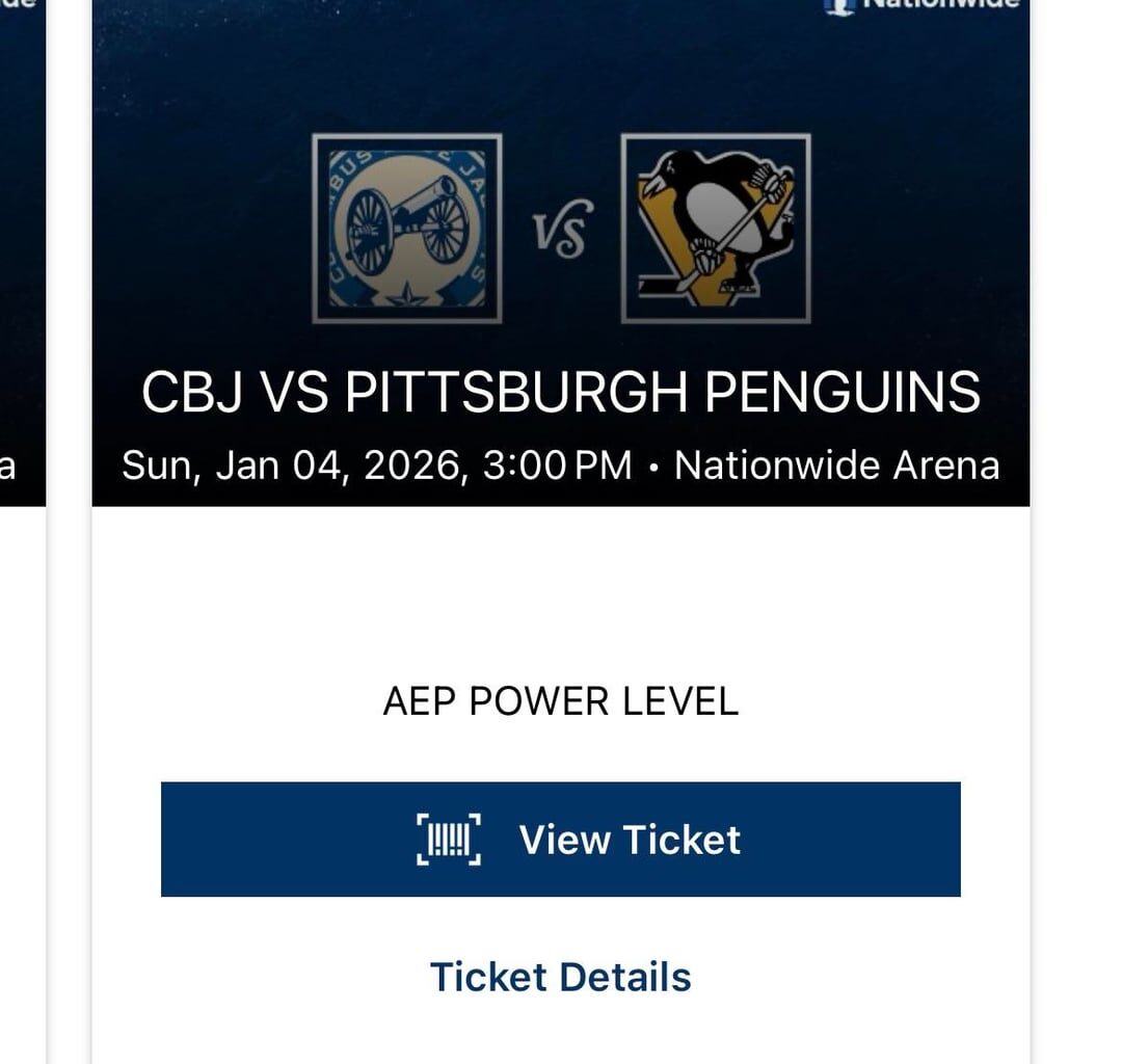Selling 2 tickets to tonight’s game against the Pens