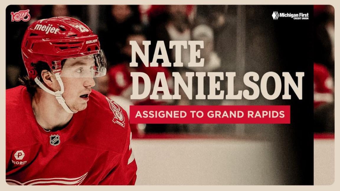 UPDATE: The #RedWings have assigned forward Nate Danielson to the AHL’s Grand Rapids Griffins.