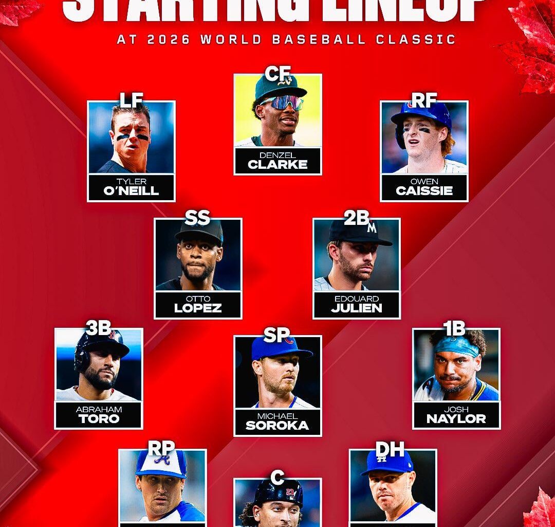 TSN says that 23/30 players from Team Canada have been confirmed for the 2026 WBC. Here's the starting lineup.