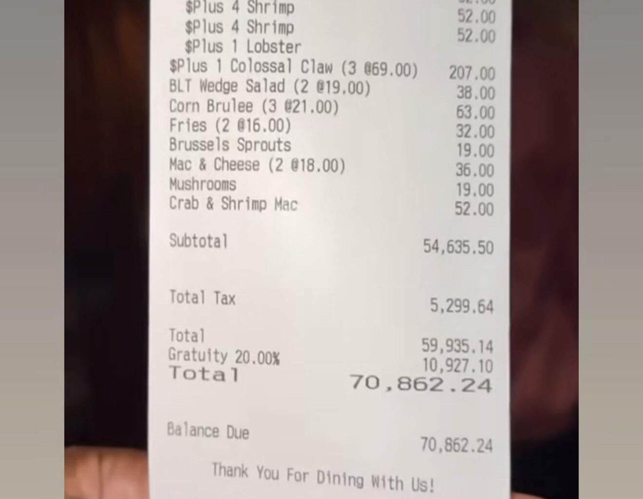 Scourton’s Rookie Dinner was $70K 💀