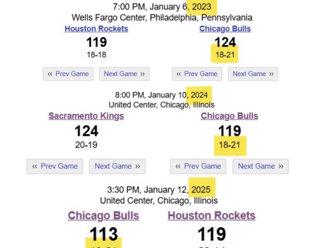 Bulls have had the same record of 18-21 through 39 games for 4 seasons in a row