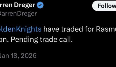 [Dreger] The Golden Knights have traded for Rasmus Andersson.