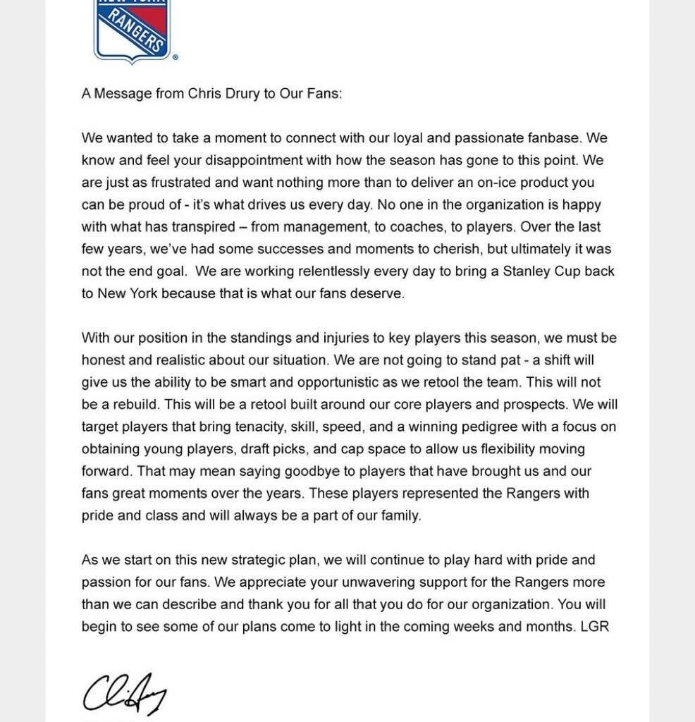 Rangers surrendering the season