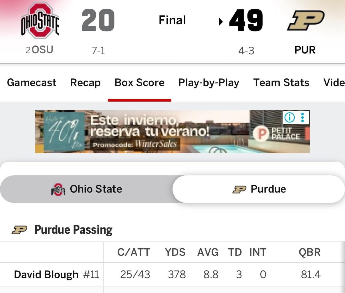 David Blough in 2018 leading a huge upset against an OSU team with Terry McLaurin