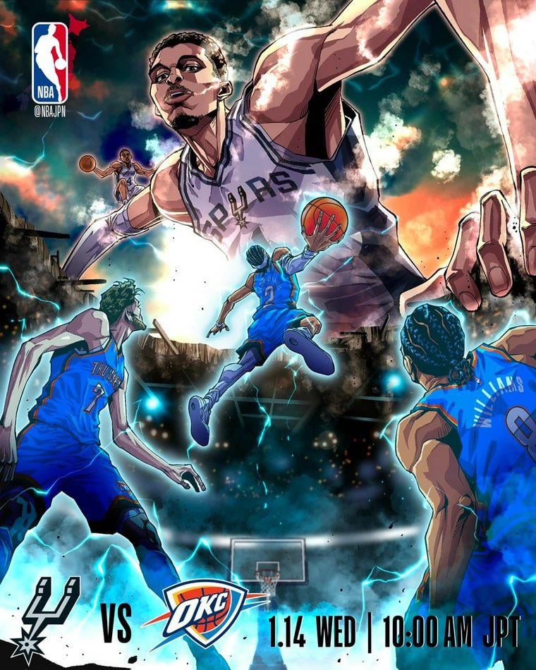 NBA Japan released a poster ahead of Thunder-Spurs tonight