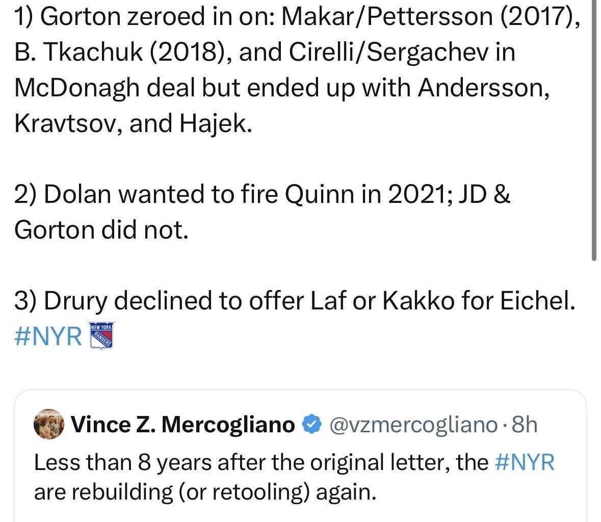 From Vince article: Some new info on 2021 Gorton, Drury and Dolan