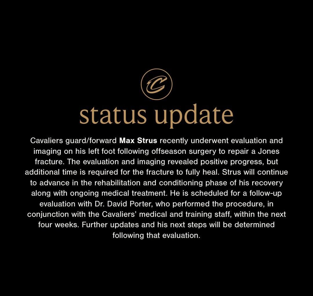 Max Strus status update, per Cavs official social media