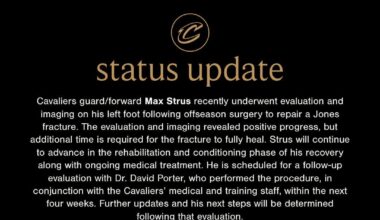 Max Strus status update, per Cavs official social media