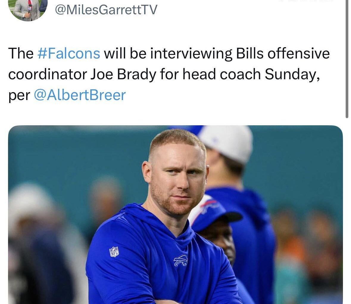 Bills OC Joe Brady interviewing for HC Sunday