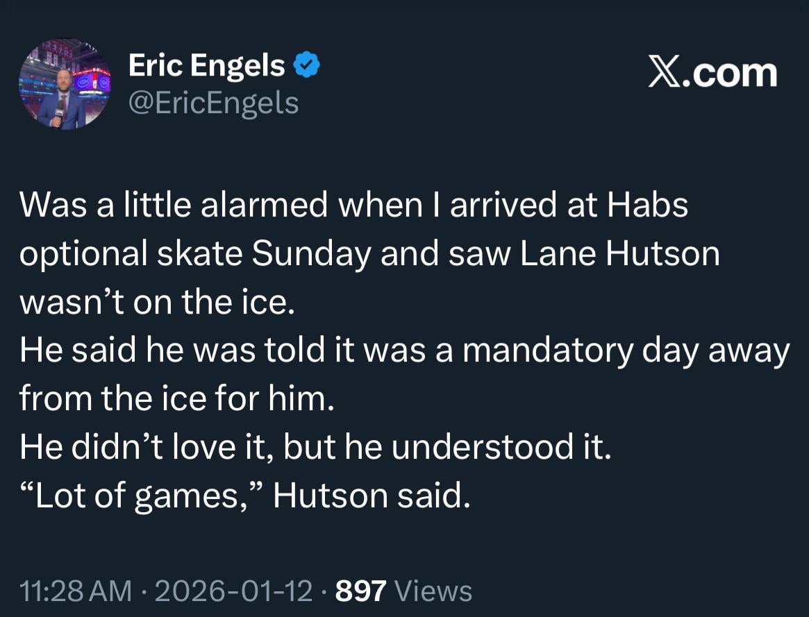 Lane Hutson was given a mandatory day off yesterday