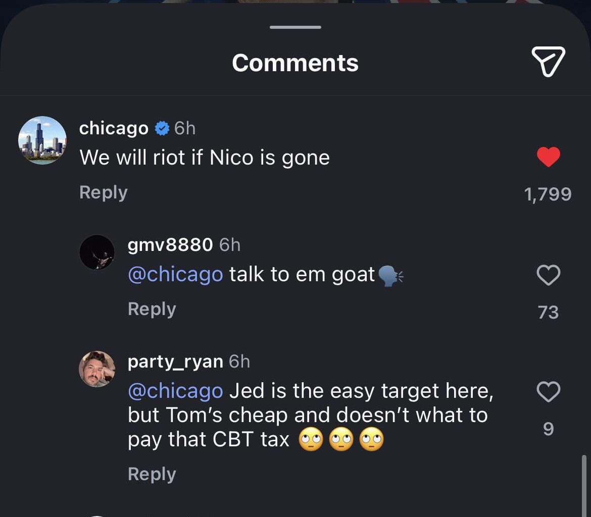 Chicago Instagram’s comment on the Bregman signing