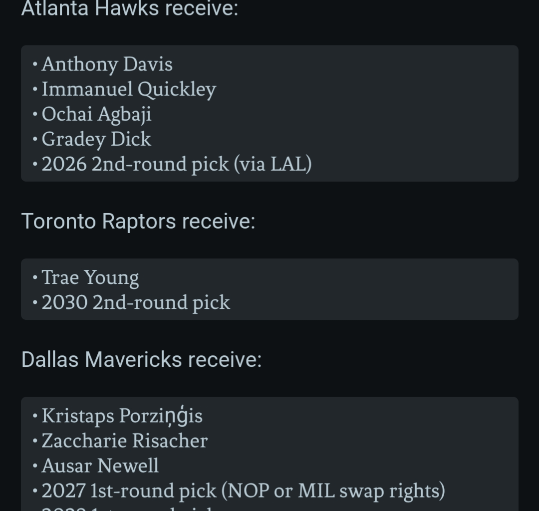 Raptors sub talking about involving us in a trade for Trae young. This sub was talking about trading for Kristaps and Zaccharie a few days ago anyways. How do e feel about this?