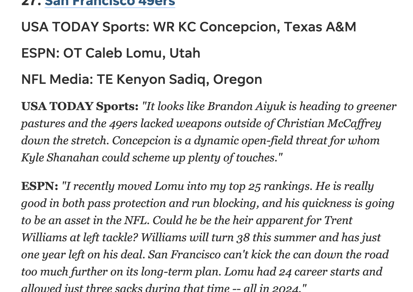 College ball-knowers - if it came down to it, which one of these 3 mock draft predictions would you pick?