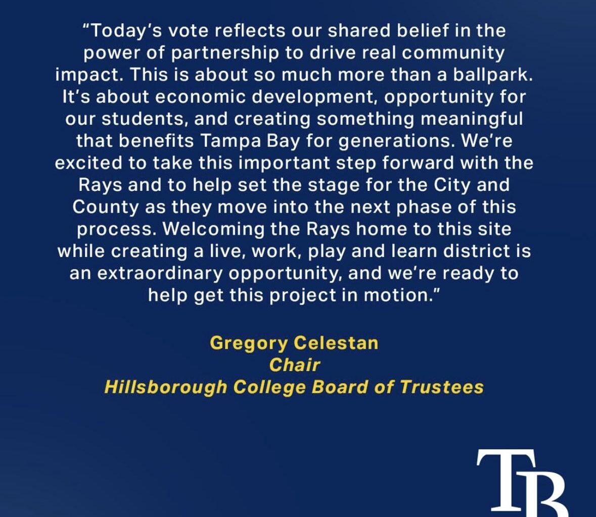 Tampa Bay Rays & HCC make official statements on the HCC site