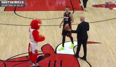 Benny The Bull Challenges Herro To Half Court Shooting