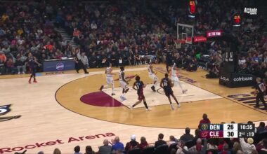 [Highlight] Payton Watson drives for a layup but has his shot blocked by Jarrett Allen. On the other end, Donovan Mitchell finishes with a dunk off a bounce pass.