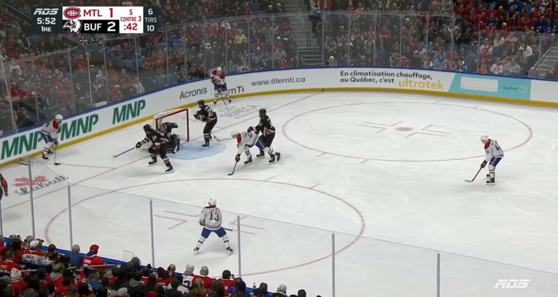 Demidov beams it past the Sabres' tendy on the powerplay and ties the game at 2