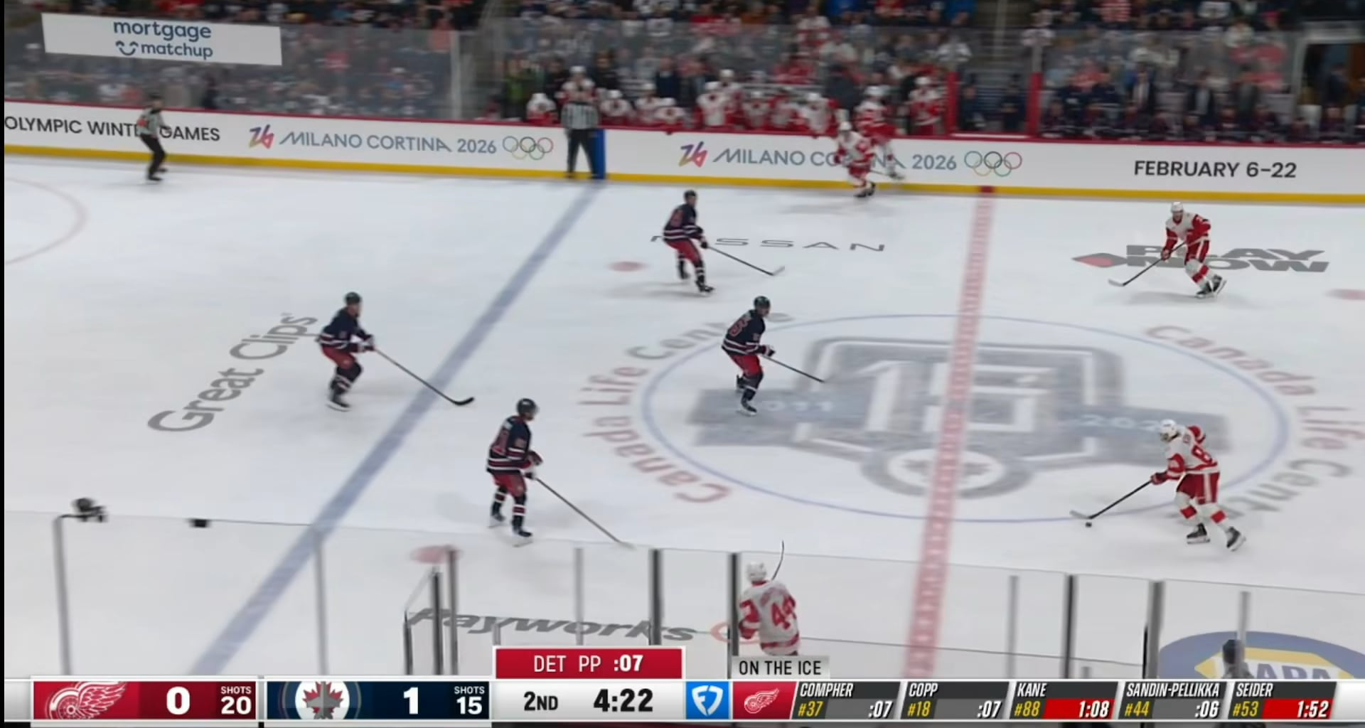 [DET 1 - WPG 1] Wings tie it up with a goal from JT Compher after a cluster in front of the net