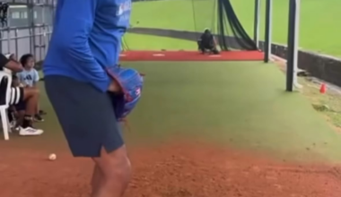 New Dodgers closer Edwin Diaz getting some pitching work this morning [@dodgersnation]