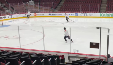 @CHGO_Blackhawks - Connor Bedard is on the ice for morning skate in a regular sweater 👀