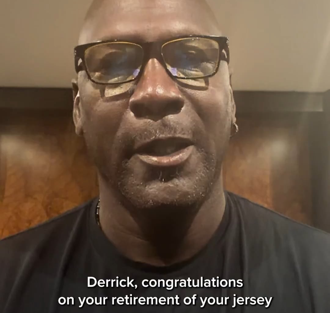 Michael Jordan congratulating and supporting Rose and his jersey retirement!! GOAT RECOGNIZES GOAT, we love to see it!