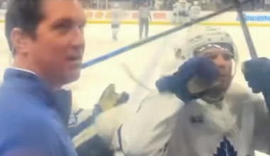 Scott Laughton with the cry face to fans after the overtime winner in Winnipeg