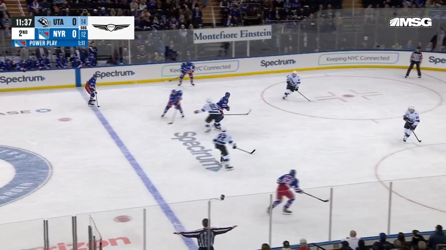 Panarin finds Zibanejad who finds Lafreniere in front to score on the power play!