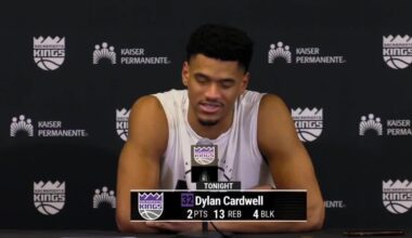 Dylan Cardwell:  "In college I averaged 5 points per game, I rebounded the ball five times per game, I averaged like 1.6 blocks per game. No one thought I was an NBA player. I'm not supposed to be here. I'm living my childhood dream. This is a dream come true for me."