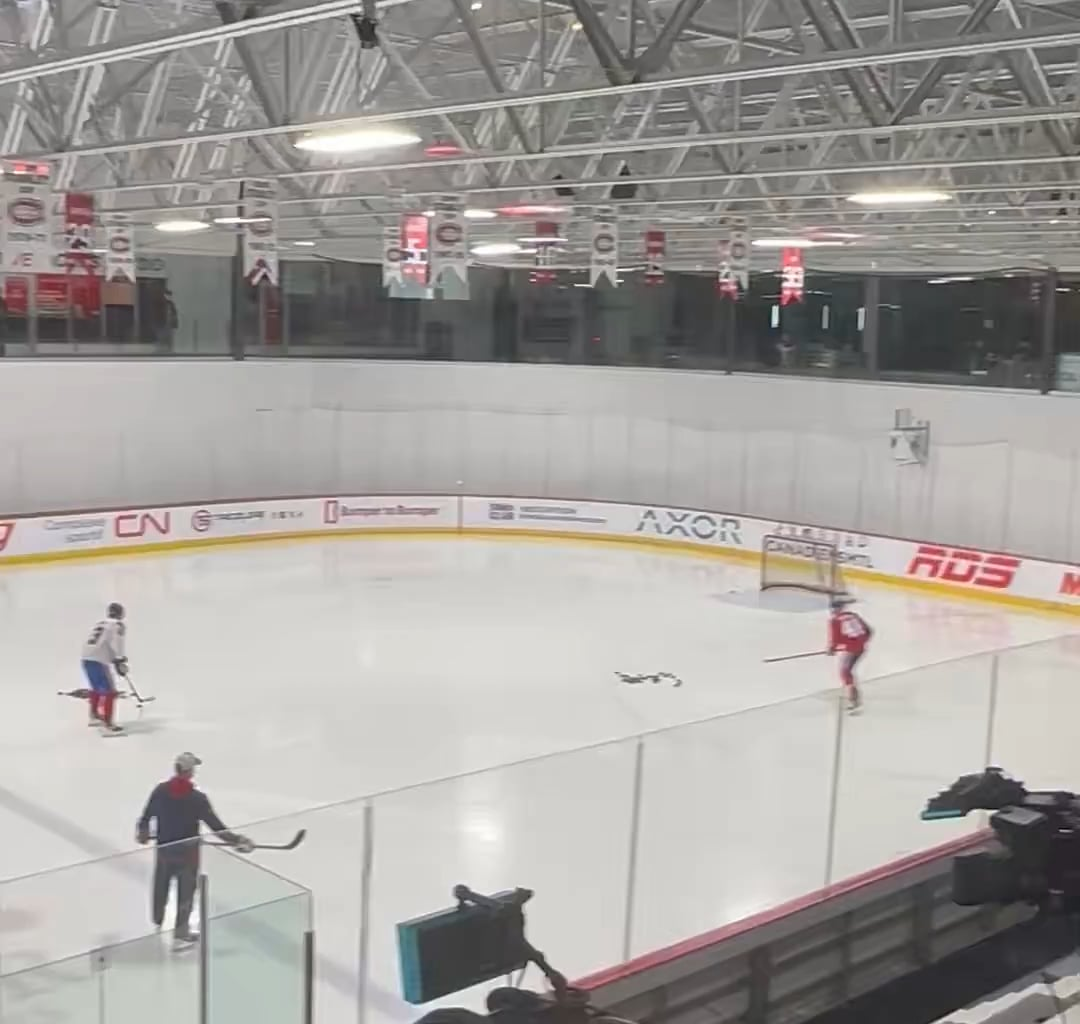 Lane Hutson and Ivan Demidov are the two first players on the ice this morning