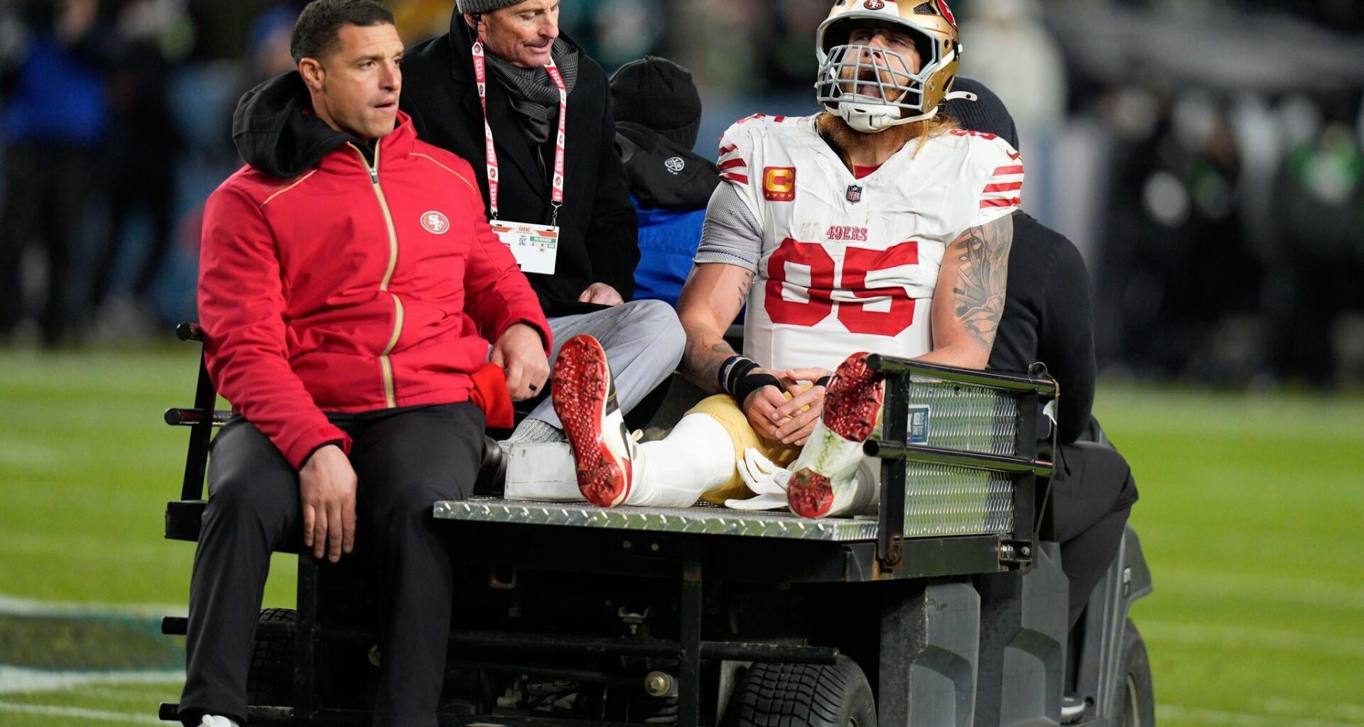 Per Eric Branch, #49ers TE George Kittle expects to return from torn Achilles "well before November," possible close to 2026 regular-season opener.