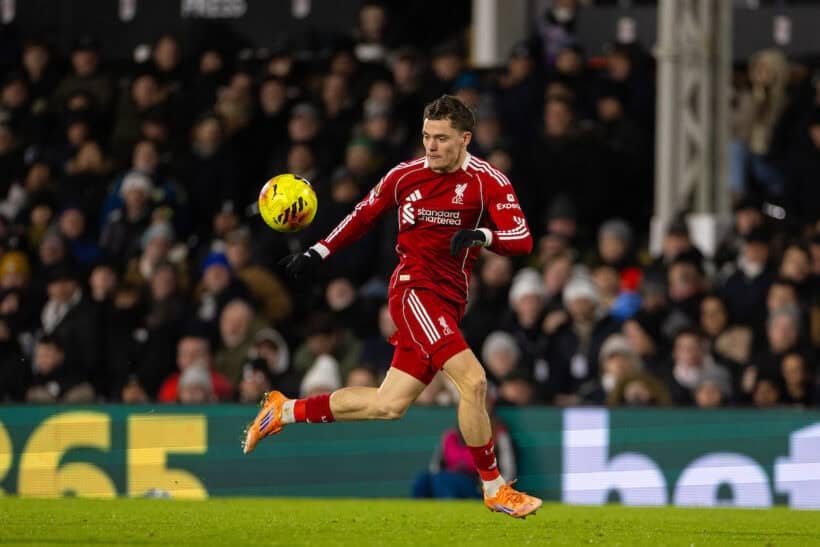 LONDON, ENGLAND - Sunday, January 4, 2026: Liverpool's Florian Wirtz during the FA Premier League match between Fulham FC and Liverpool FC at Craven Cottage. (Photo by David Rawcliffe/Propaganda)