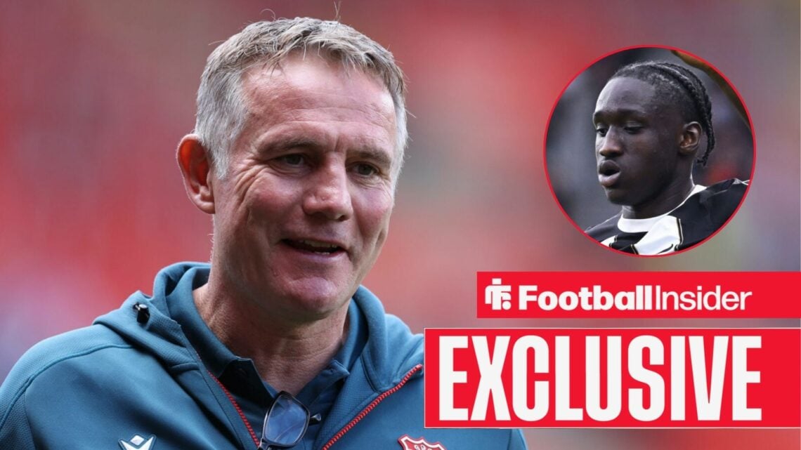 Phil Parkinson on the sidelines at Wrexham, with Sidiki Cherif in a circular inset