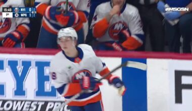 Matthew Schaefer had to leave the game due to a concussion spotter and he was a little confused with where to go.