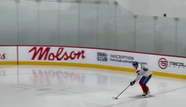 Lane Hutson and Ivan Demidov are the two first players on the ice this morning