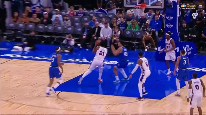 Penda bounces the ball back onto Joel, who had a hard fall. VJ immediately steps in