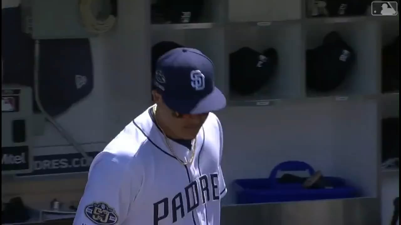 March 28, 2019 - Manny Machado makes his Padres regular-season debut, Fernando Tatis Jr. records his first hit in his major league debut, and Wil Myers homers in an Opening Day victory over Bumgarner and the Giants.