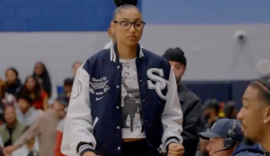 Jayden Daniels in attendance last night supporting his partner JuJu Watkins during her high school jersey retirement