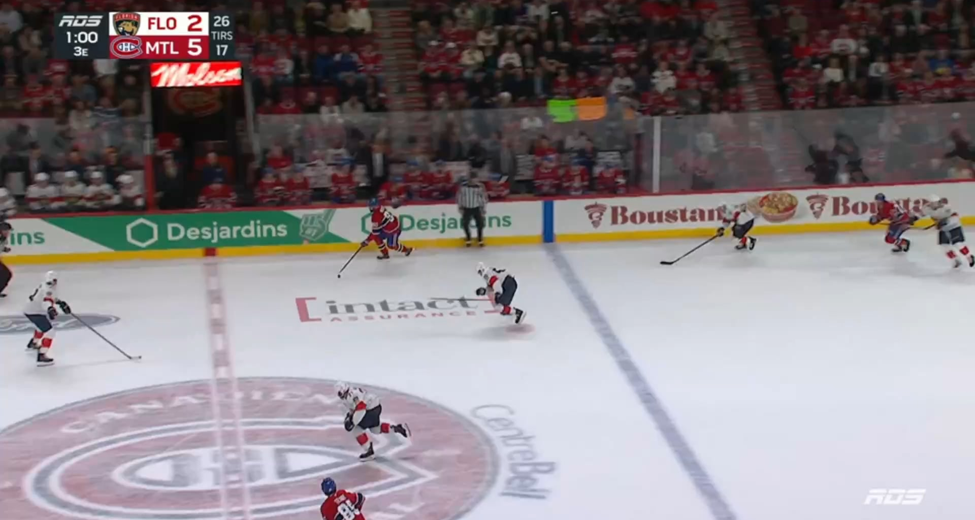 Veleno hustles to get the puck on the net, Alexandre Texier takes advantage of a few lucky bounces and bats it in with less than a minute to go in the third to complete his first NHL hat trick.