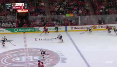 Veleno hustles to get the puck on the net, Alexandre Texier takes advantage of a few lucky bounces and bats it in with less than a minute to go in the third to complete his first NHL hat trick.