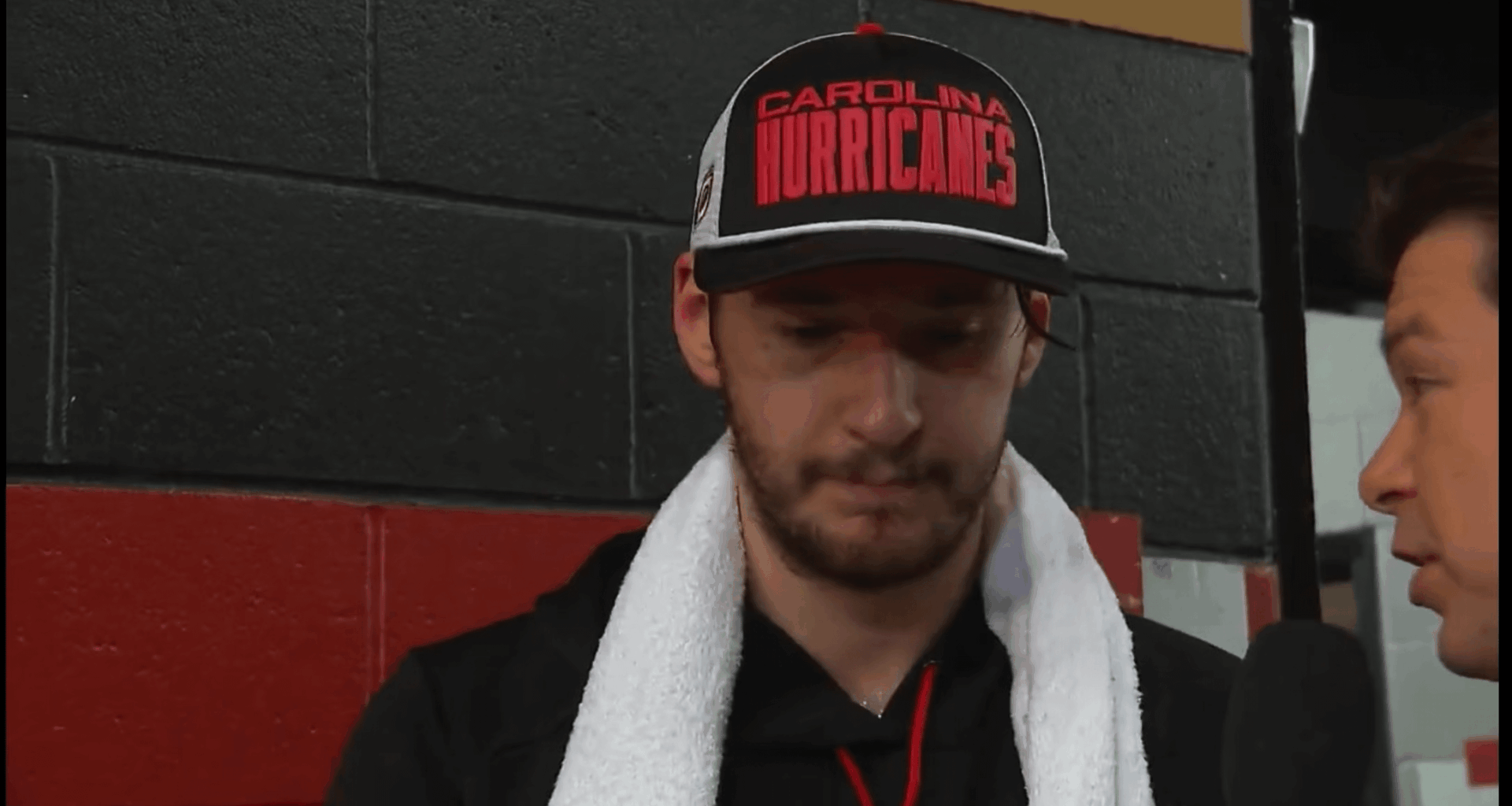 After earning the hockey night in Canada interview post game, Brandon Bussi is shocked he gets to keep the towel.