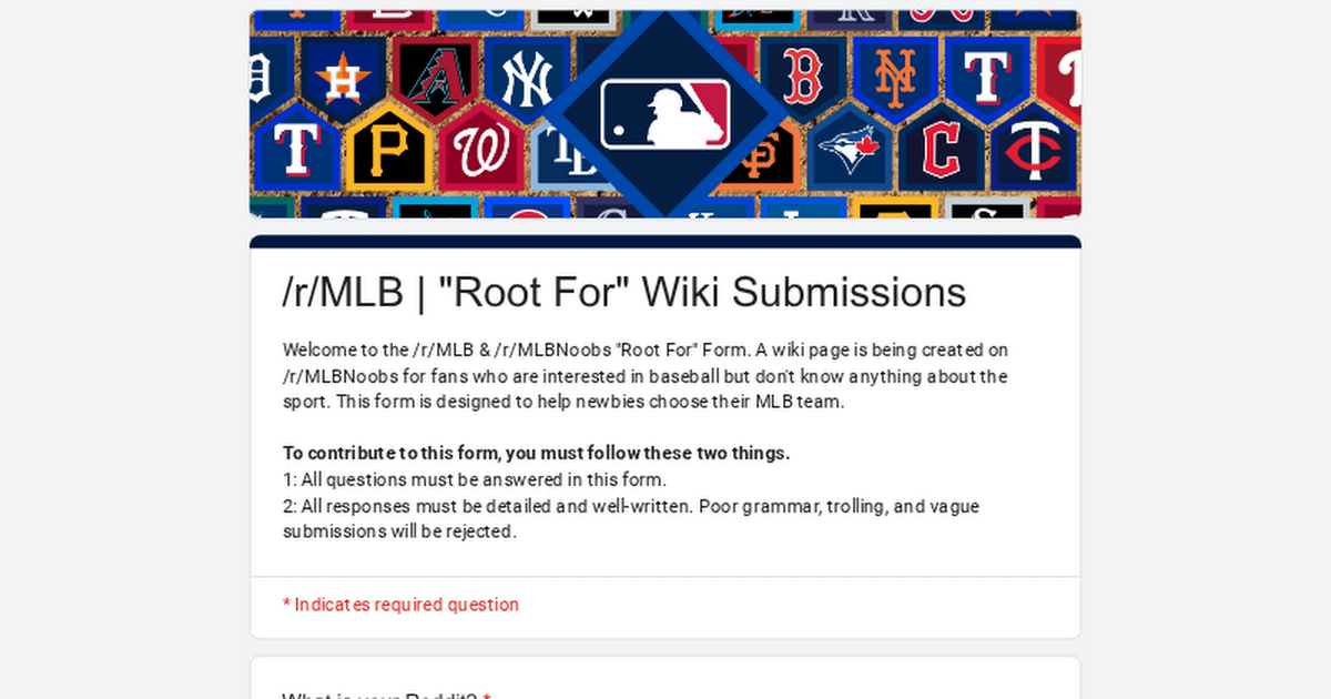 [Announcement] /r/MLBNoobs “Root For” Submissions