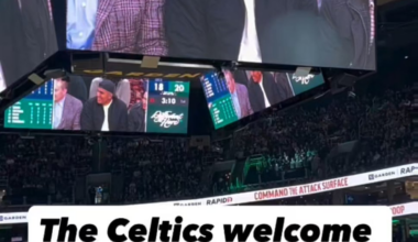 [Weei] Ranger Suarez and Scott Boras at the Celtics game tonight after the announcement of his deal with the Red Sox