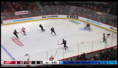 Raymond toe drags, snipes and scores to put the Wings back up by 2