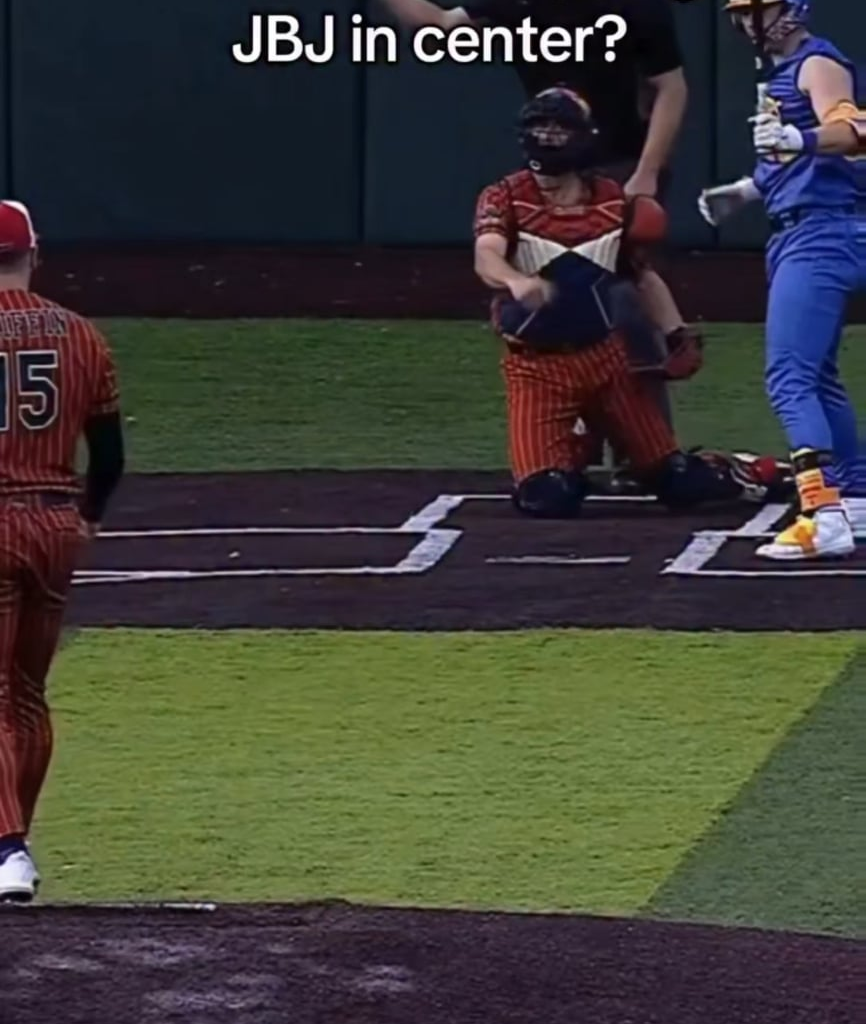 Jackie Bradley Jr hitting the Naruto Run catch for the Indianapolis Clowns.