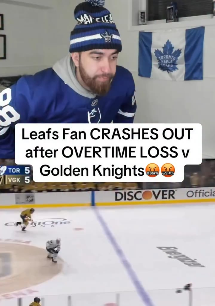 Leafs fan crashes out after OTL to VGK