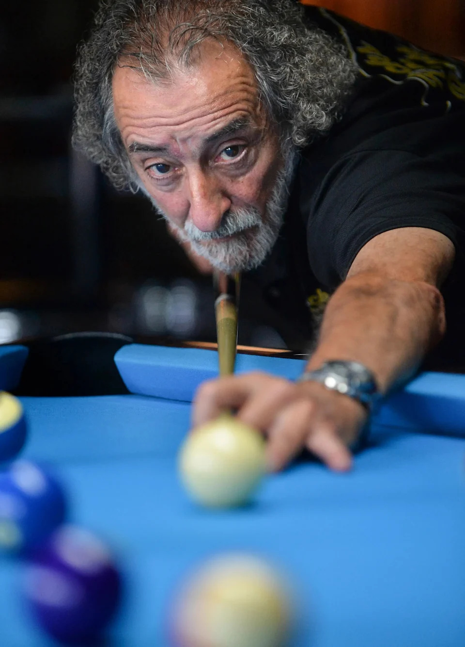 Judex James, age 74 as pictured, is one of the elite billiards players in central Illinois and well-respected nationally.